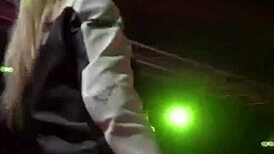 Hot Babe Performs Striptease On Public Stage