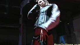 Hot Babe Performs Striptease On Public Stage