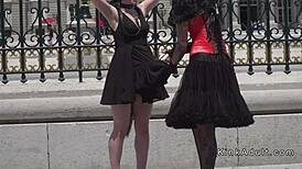 Spanish Slave And Mistress Enjoy Public Outing