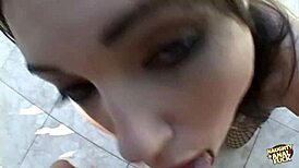 Sasha Grey takes it hard in mouth, pussy, and ass. Dirty guy pounds her with monster cock.