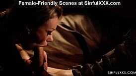 milf bends over for close-up muff diving and blowjob