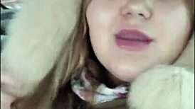 Chubby Cute Girl Rips Pantyhose to Tease Wet Pussy in Taxicab