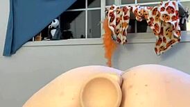 I masturbate my big clit to orgasm in anal play