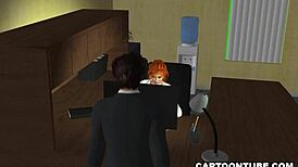 This busty 3D secretary is sucking and fucking at the office