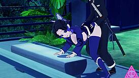 shinobu in hentai enjoys blowjob and cumshot with daddy