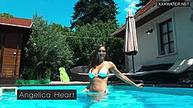Wow! Swimming pool stunner Angelica, the best milf ever, goes naked in bikini!