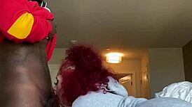 Fat redhead sucks big cock