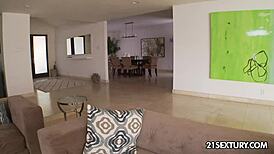 august ames smokes while getting her pussy fingered and blown