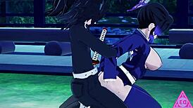 shinobu in hentai enjoys blowjob and cumshot with daddy