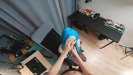 crazy jinx cosplay fucks hard on the desk