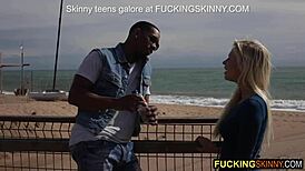 Beautiful Blonde Teen 18+ Teasing Massive Black Cock with Licks and Deepthroats