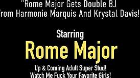 Rome Major scores double blowjob from Harmonie Marquis and Krystal Davis
