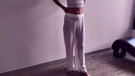 Skinny French girl blows and rides chubby Mexican guy.