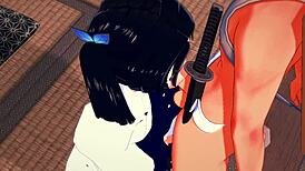 Demon slayer cosplay with aoi kanazaki and tanjiro in japanese anime style, featuring costumes and manga elements.