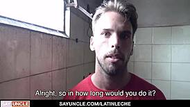 Latino renovator offers more than repairs with a sneaky bareback suck. What extra service will he provide next?