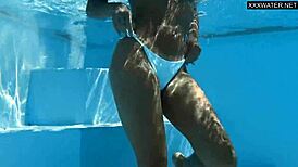 Wow! Swimming pool stunner Angelica, the best milf ever, goes naked in bikini!
