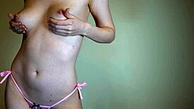 i tease my natural tits and pussy with a dildo until i cum three times in a row