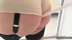 Hey, check out unfaithful UK milf Lady Sonia flashing her massive hooters