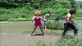 Audrey and Baby Doll enjoy double anal in bath