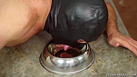 Screwed hard in leather by Brazilian femdom cuckold