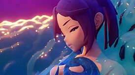 Mona在狂野变态动作场景中支配史莱姆