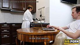 Blonde shows off sucking talent and gets pounded by stepbro.