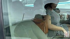 Watch this big-ass latina milf in lingerie getting a cumshot on her walk