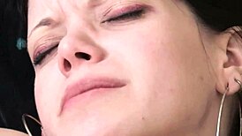 a brunette slut starts her first porn by masturbating wet pussy