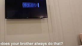 brunette babysitter teases with blowjob then rides cock