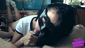 In the student hostel, a teen eagerly swallows cum from a sloppy blowjob.