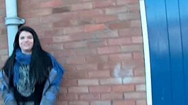 Naughty and horny strips and pisses in the middle of the street in front.