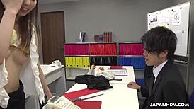 japanese office lady misaki yoshimura sucks colleague's cock at work