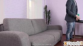 hot brunette's casting turns into hardcore riding session