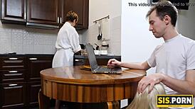 Blonde shows off sucking talent and gets pounded by stepbro.