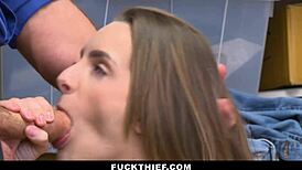 Petite Kimmy Granger trades blowjob for freedom from officer's monster cock