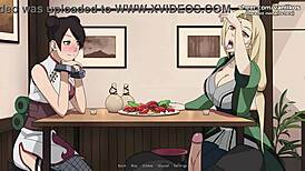 naruto kunoichi tsunade and tenten tease in public restaurant hentai