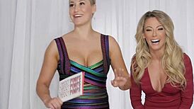 Behind the scenes interview with Isabelle Deltore showcasing her big fake tits and tattoos.