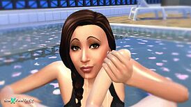 Jade rosa in passionpool sims 4, cum and pool fun