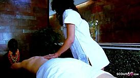 Cute girl Lou Charmelle watches massage parlour videos