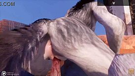 Alpha wolf devours tasty she-wolf in wild life furry adventure