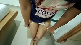 Young Latina Teen Keeps Video Away From Stepfather