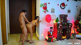 Stepmother Bangs Stepson On Christmas! What A Wild Holiday Roleplay With Handjob And Facial!