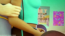 Intriguing lesbian training session in 3D anime style