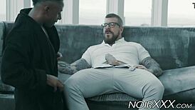 Hunky Rocco Steele stuffs his fat cock into the muscular black jock's ass.