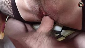 hey, watch this hairy pussy get slowmotion fucked with creampie