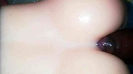 I test my big ass silicone toy for intense cock play