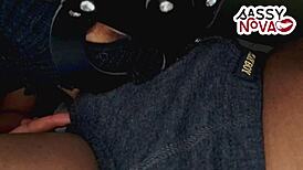 Hot teen college girl teases with deep blowjob and handjob on big cock