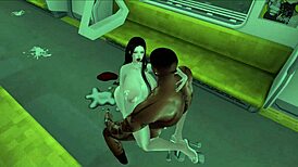 busty woman surprised on train