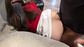 That thai milf with big ass and tits bent over for doggystyle, screaming in orgasm