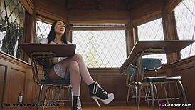 Trans Star Chanel Santini Dominates in Wild Classroom Action